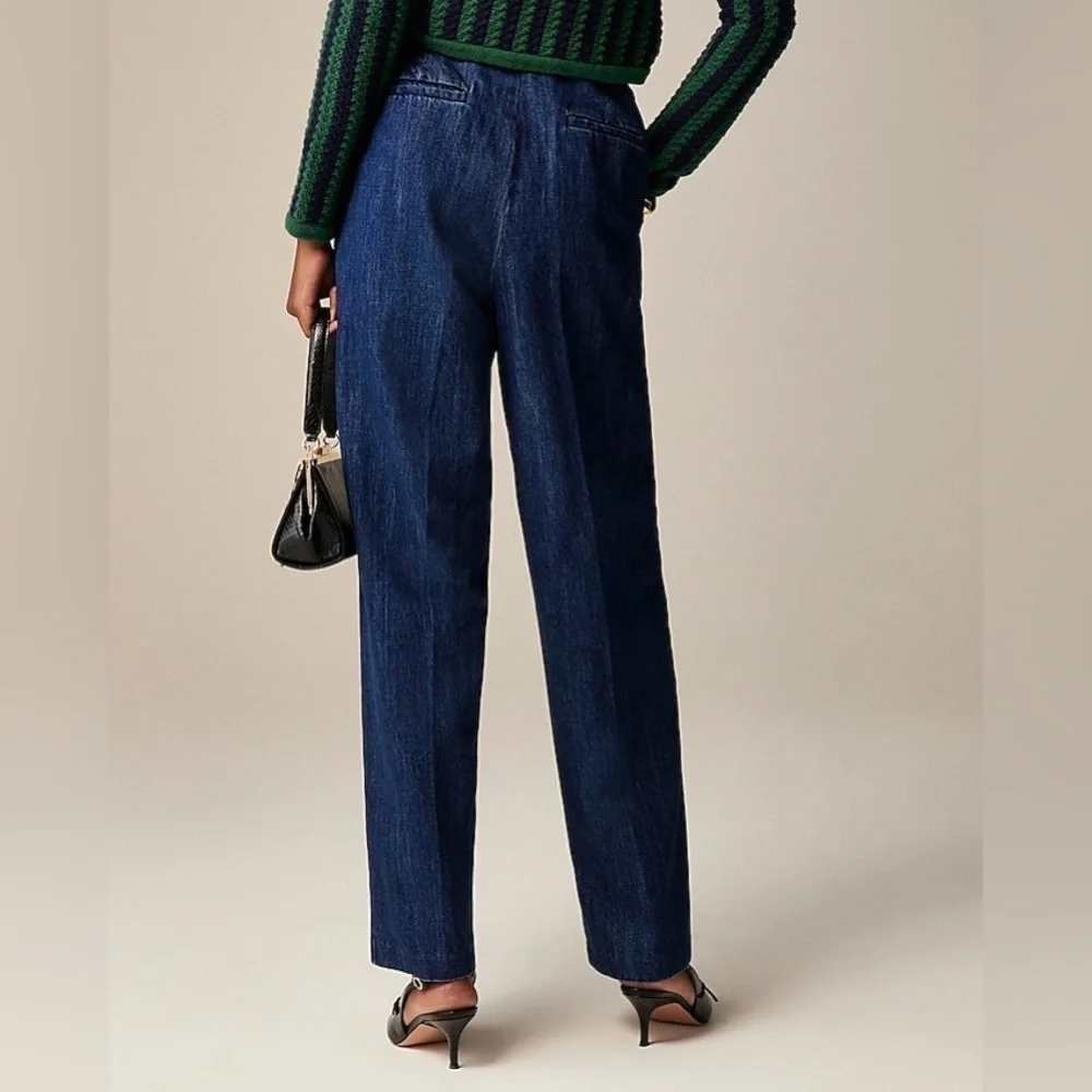 J. Crew High Rise, Tapered, Pleated, Wide Leg Jeans size 28